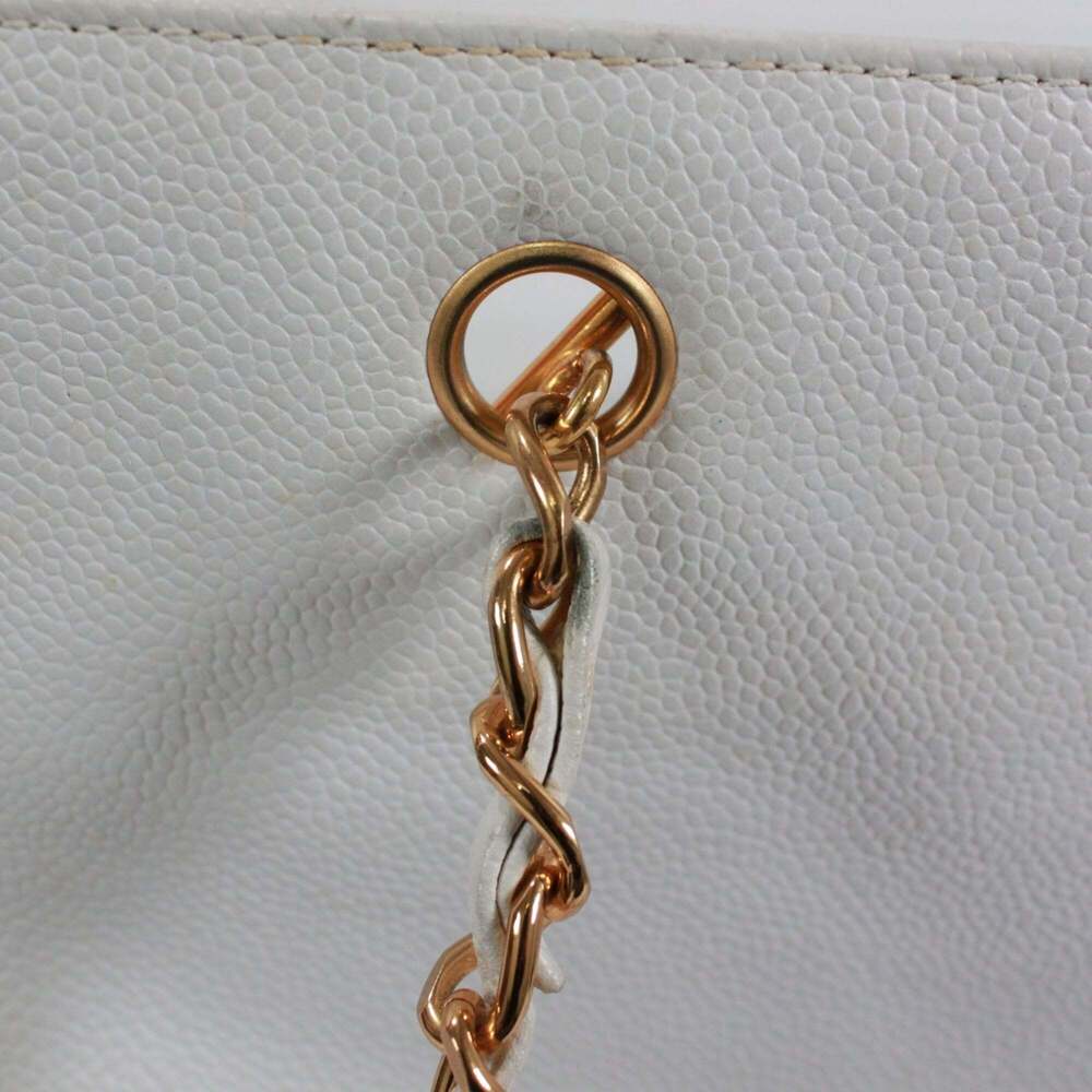 CHANEL White Caviar Leather Logo Tote Bag - Picture 14 of 16